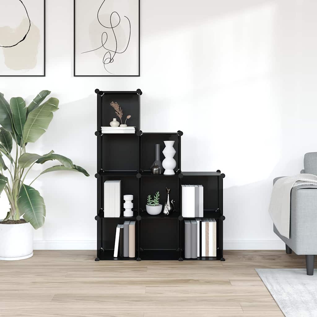 vidaXL Storage Cube Organiser with 9 Cubes Black PP 3