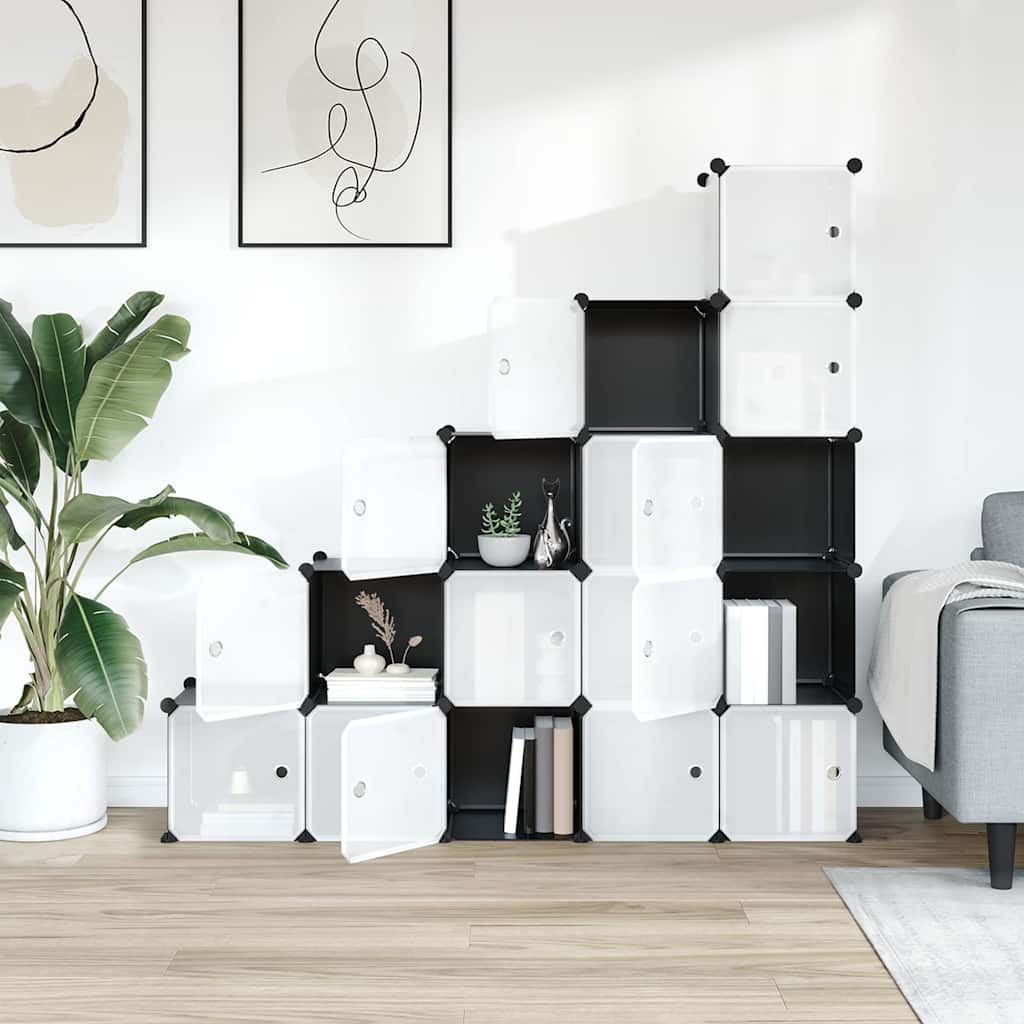vidaXL Storage Cube Organiser | Black | PP Plastic, Steel | Large | Stackable 3