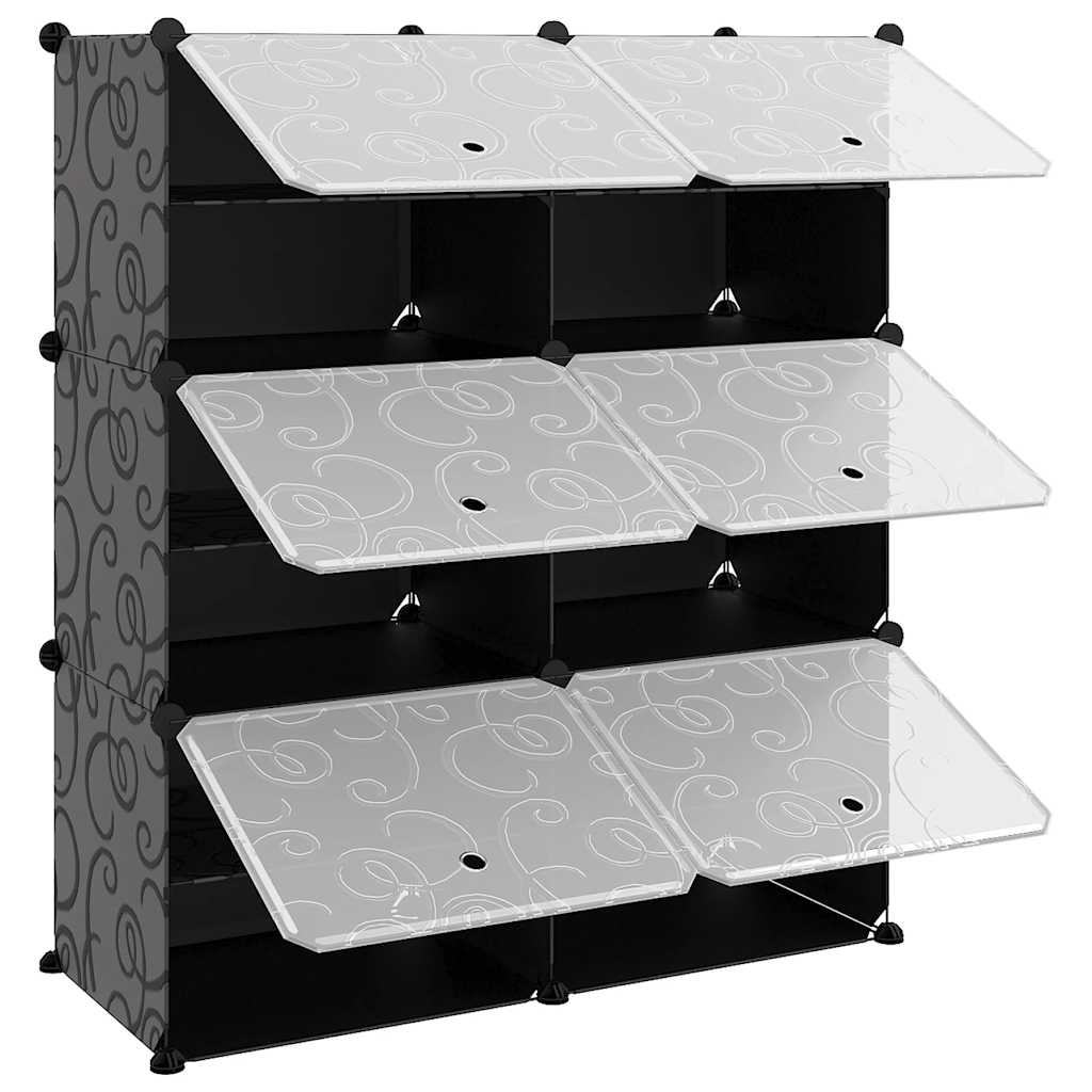 vidaXL Shoe Rack | Black | PP (Polypropylene), steel | Medium | Modular 6
