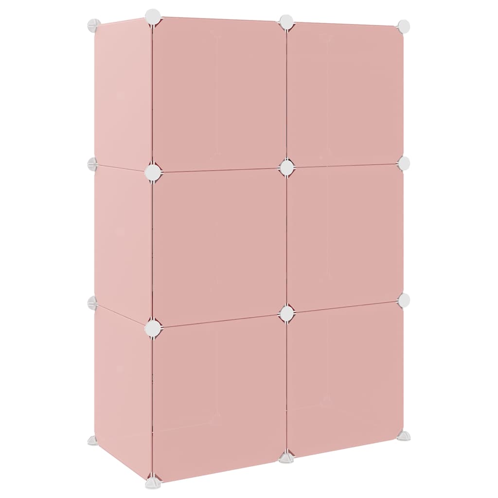 vidaXL Storage Cabinet | Pink | Polypropylene | 6 Cubes | Modular 5