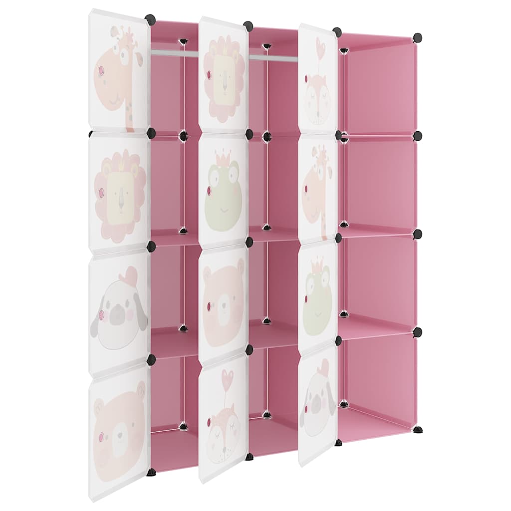 vidaXL Storage Cabinet | Pink | PP (Polypropylene), Steel | Modular 6