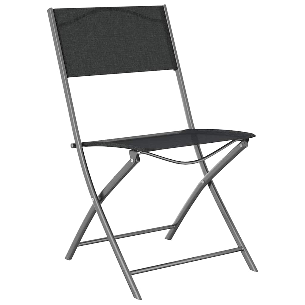 vidaXL Folding Chairs 2 pcs Black Steel and Textilene 3