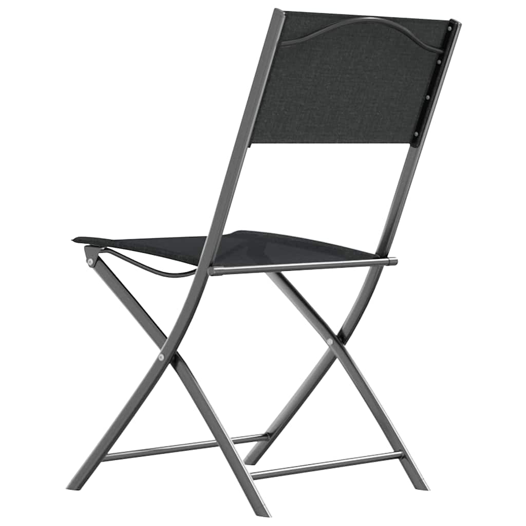 vidaXL Folding Chairs 2 pcs Black Steel and Textilene 6