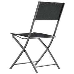 vidaXL Folding Chairs 2 pcs Black Steel and Textilene 6