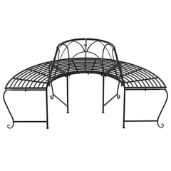 vidaXL Half Round Tree Bench 2 pcs Ø159 cm Black Steel 5