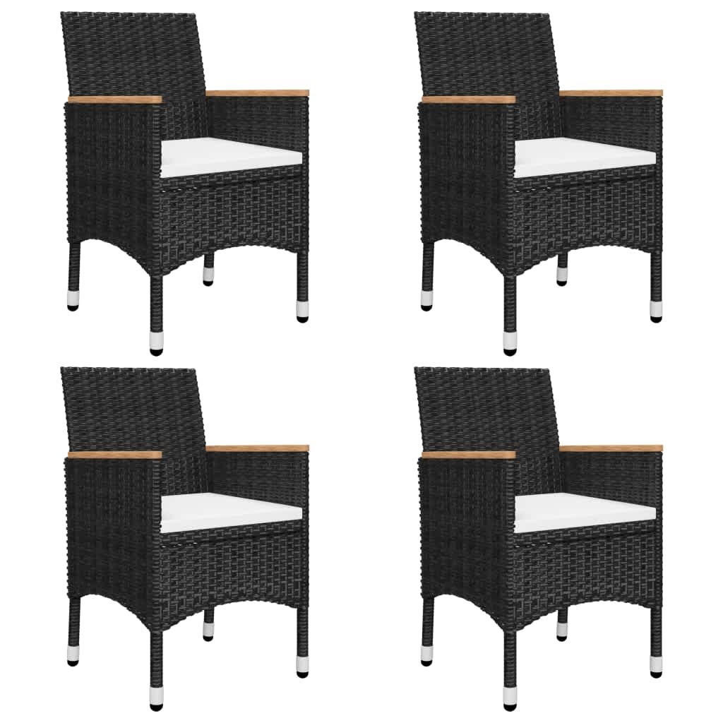 vidaXL 5 Piece Garden Dining Set with Cushions Black 2