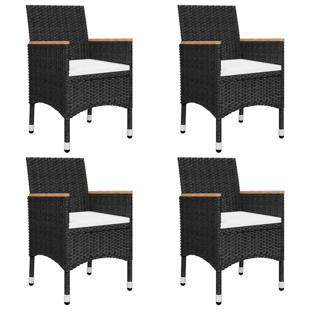 vidaXL 5 Piece Garden Dining Set with Cushions Black 2