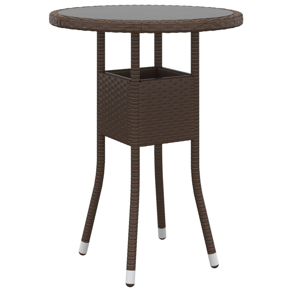 3 Piece Garden Bistro Set Poly Rattan and Tempered Glass Ø 60 cm table 2