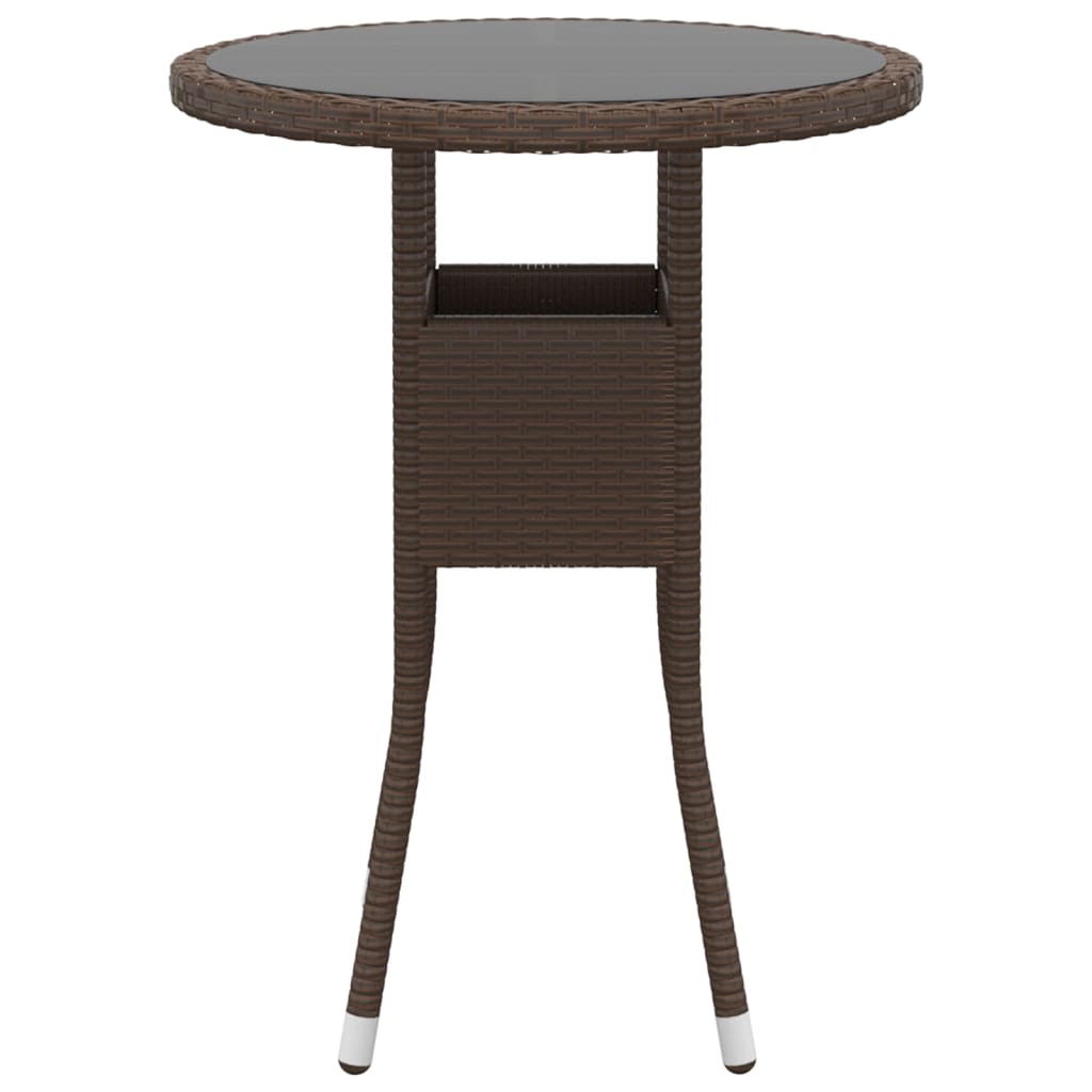 3 Piece Garden Bistro Set Poly Rattan and Tempered Glass Ø 60 cm table 2