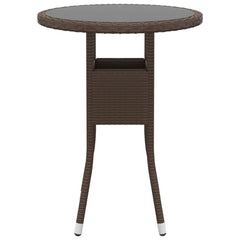 3 Piece Garden Bistro Set Poly Rattan and Tempered Glass Ø 60 cm table 2
