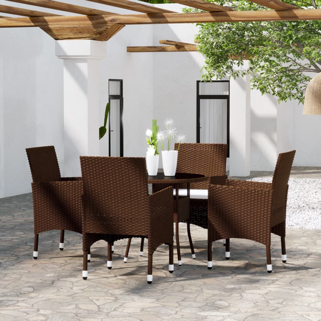 3 Piece Garden Bistro Set Poly Rattan and Tempered Glass Ø 80 cm table 4