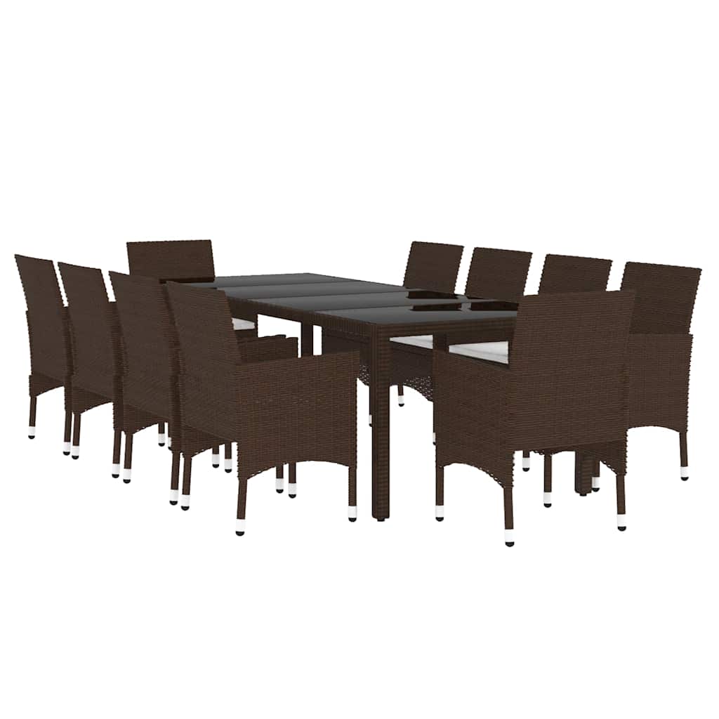 11 Piece Garden Dining Set Poly Rattan Brown 250 cm table length