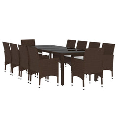 11 Piece Garden Dining Set Poly Rattan Brown 250 cm table length