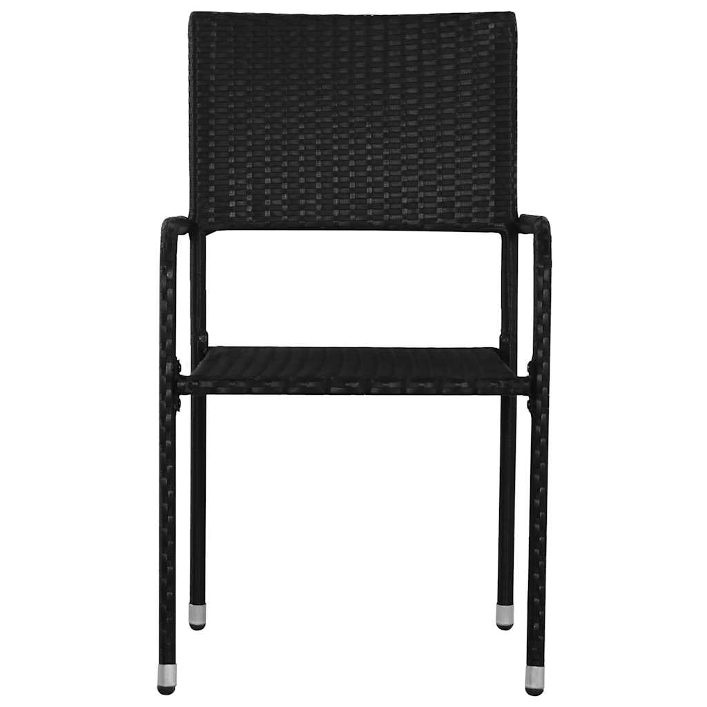 Garden Dining Chairs Stackable Poly Rattan Black 2