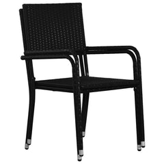 Garden Dining Chairs Stackable Poly Rattan Black 2