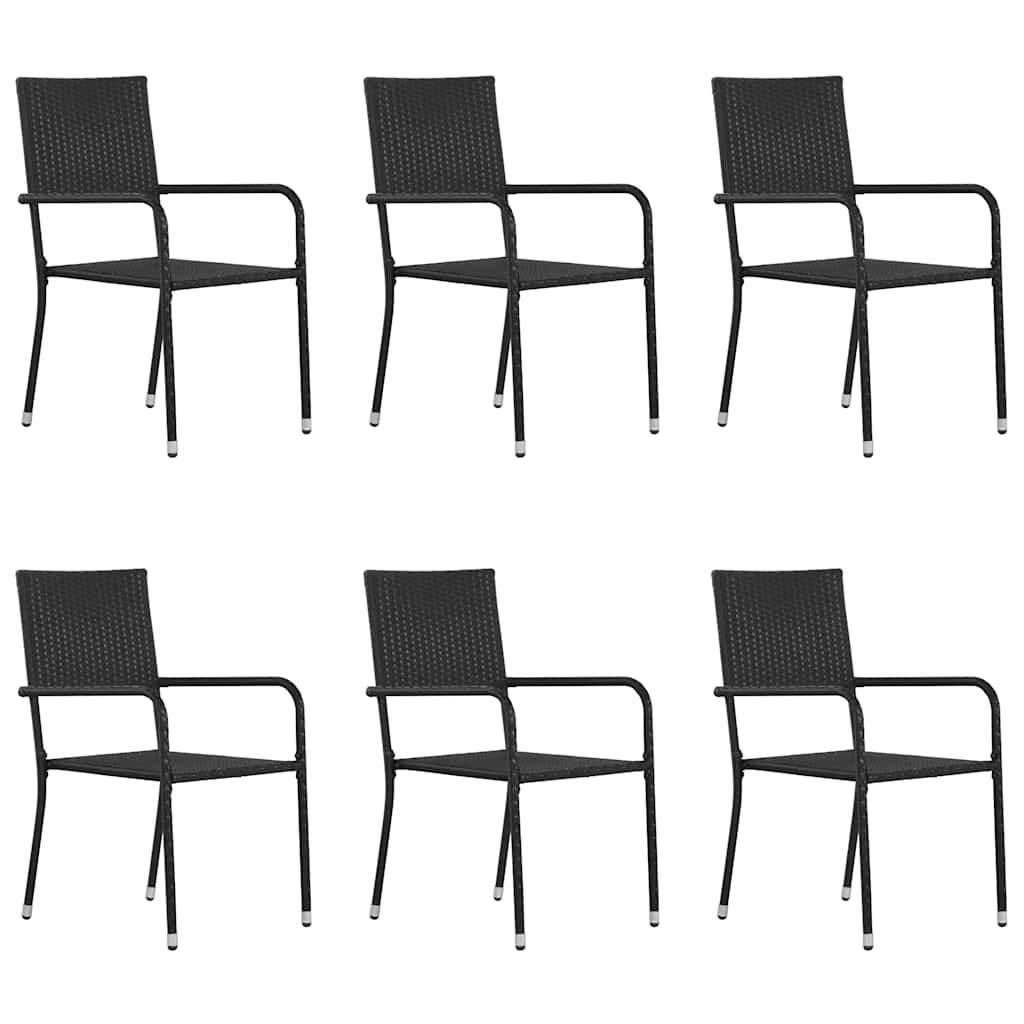 Garden Dining Chairs Stackable Poly Rattan Black 6
