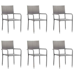 Garden Dining Chairs Stackable Poly Rattan Grey 6