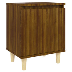 vidaXL Bed Cabinets with Solid Wood Legs 2 pcs Brown Oak 40x30x50 cm 4