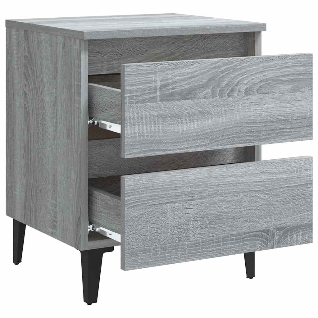 vidaXL Bed Cabinet | Grey Sonoma | Engineered wood, Metal | Medium | Bed Cabinet 5