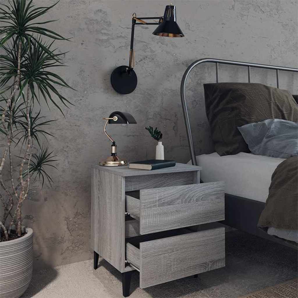vidaXL Bed Cabinet | Grey Sonoma | Engineered wood, Metal | Medium | Bed Cabinet 6