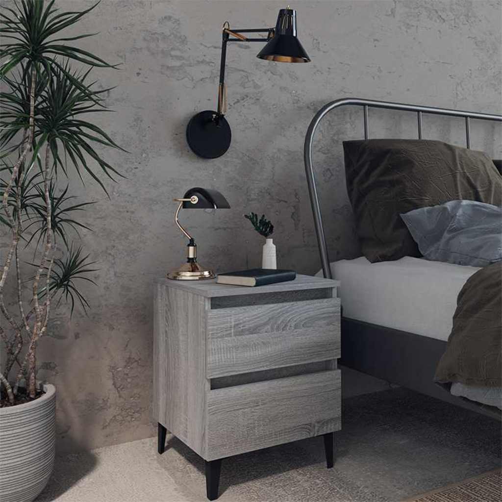 vidaXL Bed Cabinet | Grey Sonoma | Engineered wood, Metal | Medium | Bed Cabinet 1