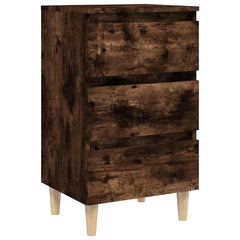 813134 vidaXL Bed Cabinet with Solid Wood Legs Smoked Oak 40x35x69 cm 2