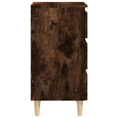 813134 vidaXL Bed Cabinet with Solid Wood Legs Smoked Oak 40x35x69 cm 6