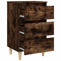 813134 vidaXL Bed Cabinet with Solid Wood Legs Smoked Oak 40x35x69 cm 5