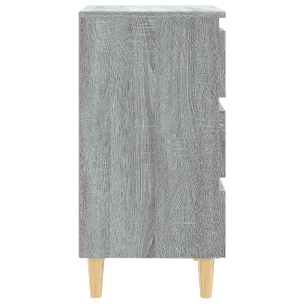 vidaXL Bed Cabinet with Solid Wood Legs Grey Sonoma 40x35x69 cm 5