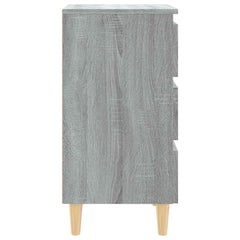 vidaXL Bed Cabinet with Solid Wood Legs Grey Sonoma 40x35x69 cm 5