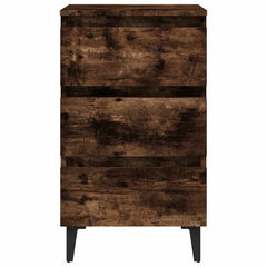 813140 vidaXL Bed Cabinet with Metal Legs Smoked Oak 40x35x69 cm 4