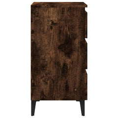 813140 vidaXL Bed Cabinet with Metal Legs Smoked Oak 40x35x69 cm 6