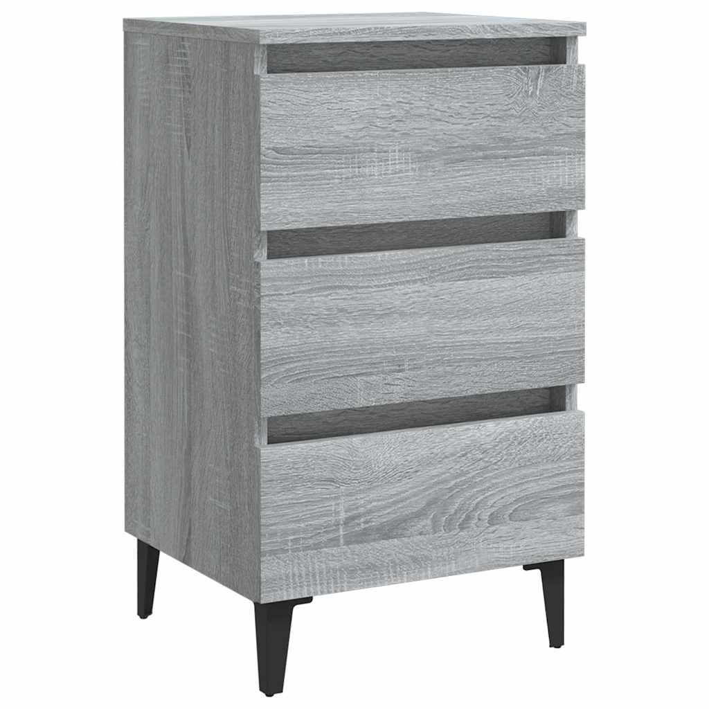 813142 vidaXL Bed Cabinet with Metal Legs Grey Sonoma 40x35x69 cm 2