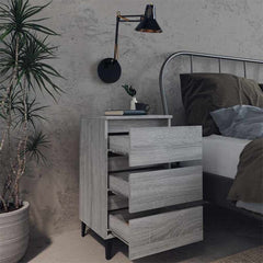 813142 vidaXL Bed Cabinet with Metal Legs Grey Sonoma 40x35x69 cm 3