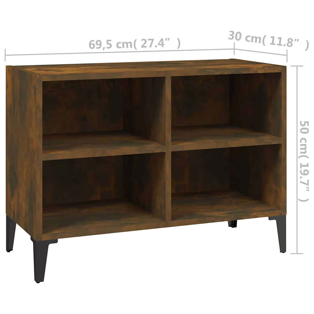 vidaXL TV Cabinet with Metal Legs Smoked Oak 69.5x30x50 cm 6