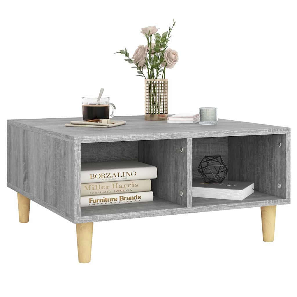 vidaXL Coffee Table | Grey sonoma | Engineered wood, solid eucalyptus wood 3