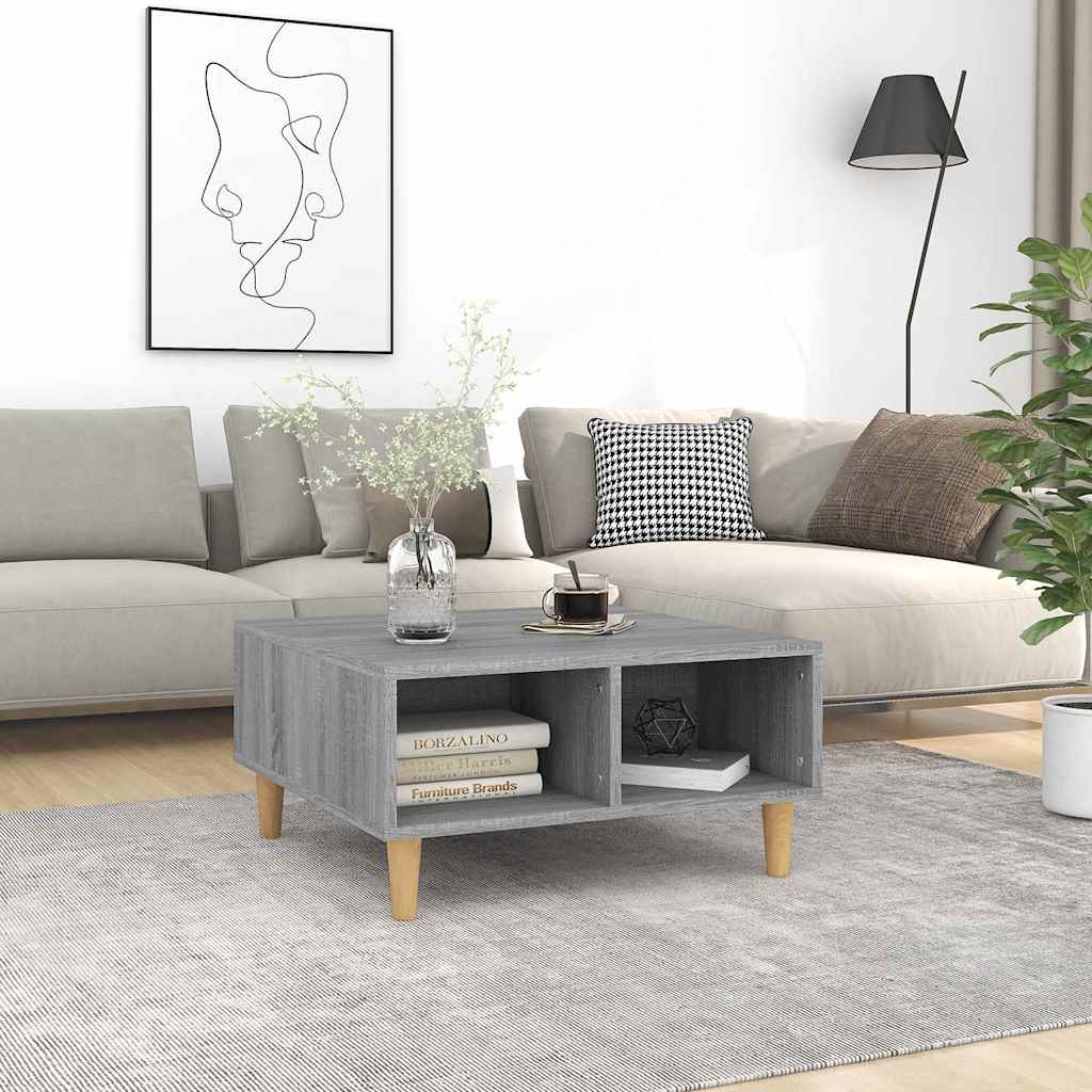 vidaXL Coffee Table | Grey sonoma | Engineered wood, solid eucalyptus wood 1
