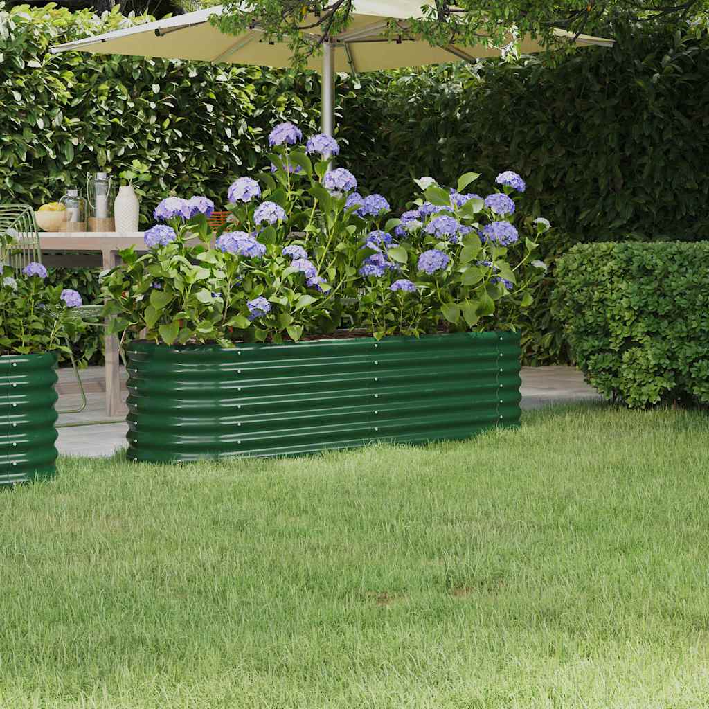 vidaXL Garden Raised Bed Galvanised Steel 152x40x36 cm Green 1