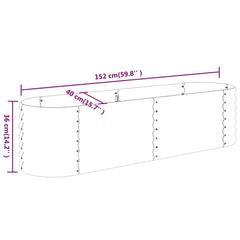 vidaXL Garden Raised Bed Galvanised Steel 152x40x36 cm Brown 6