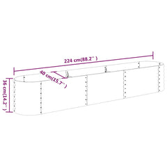 vidaXL Garden Raised Bed Galvanised Steel 224x40x36 cm Grey 6