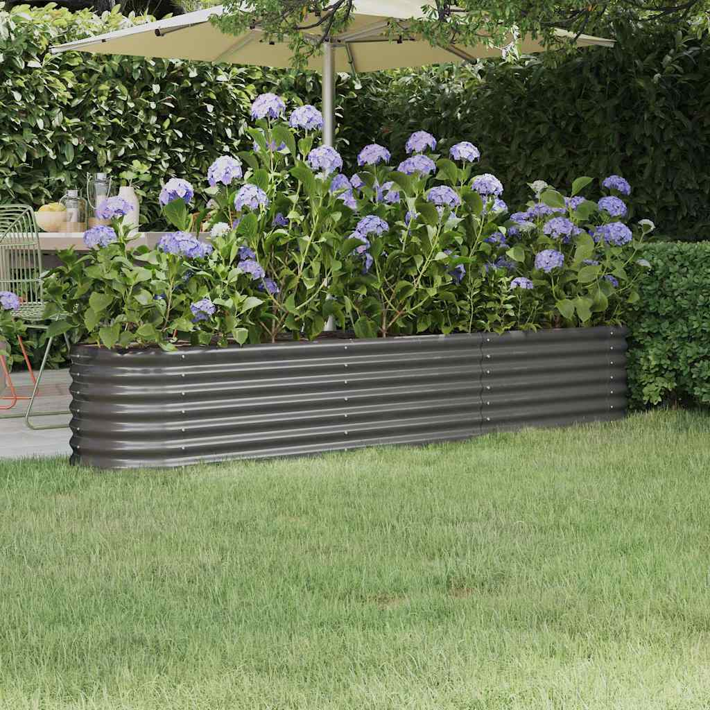 vidaXL Garden Raised Bed Galvanised Steel 224x40x36 cm Grey 1