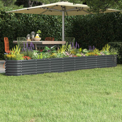 Garden Raised Bed Galvanised Steel Height 36 cm Anthracite 332 cm