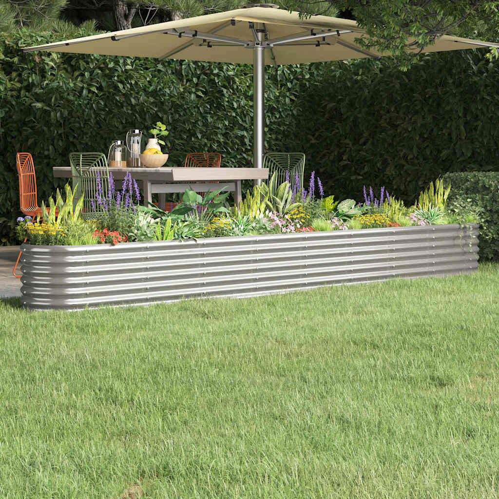 vidaXL Garden Raised Bed | Silver | Powder-coated steel | Large | Durable 1