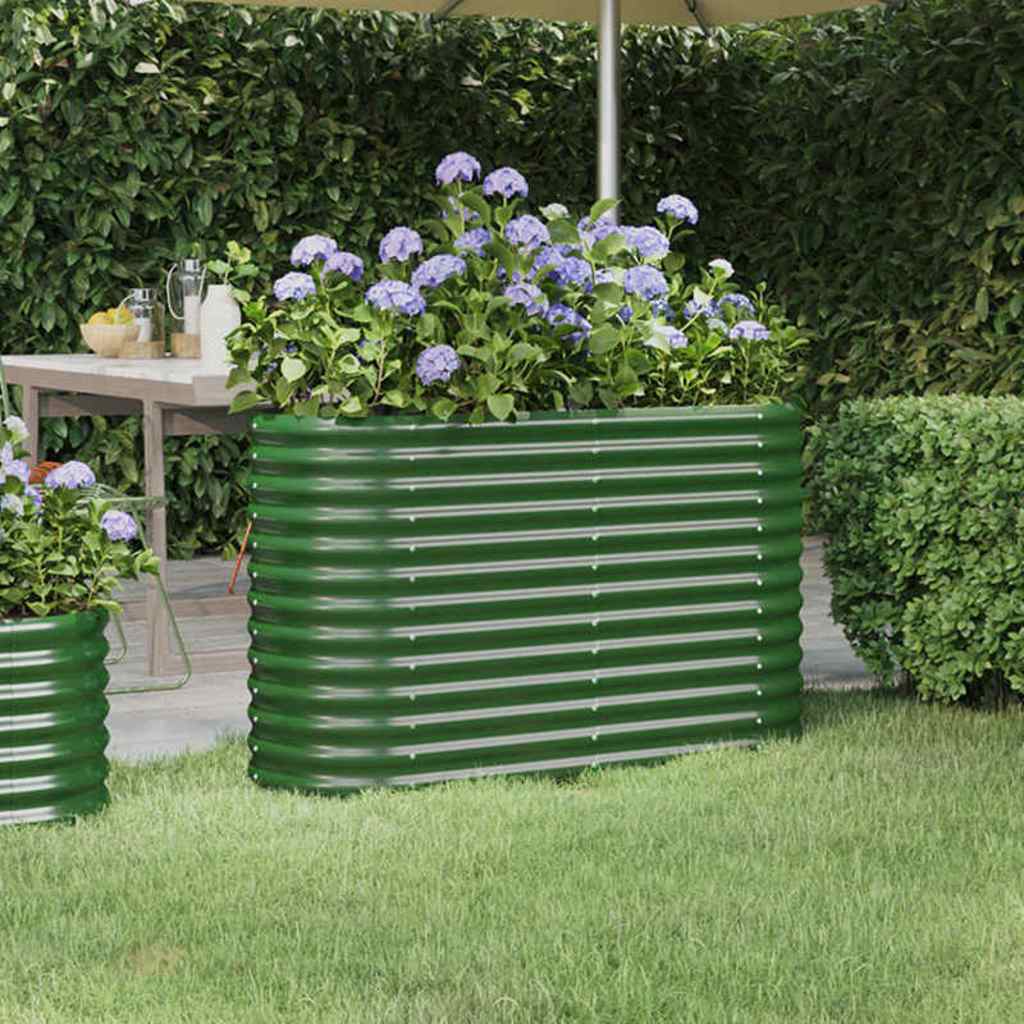 vidaXL Garden Raised Bed | Green | Powder-coated steel | Large | Durable 1