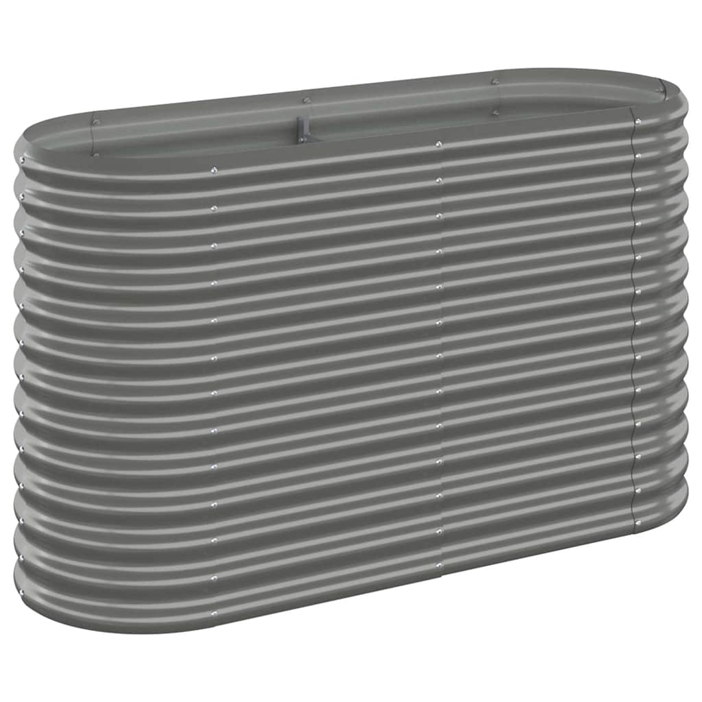 vidaXL Garden Raised Bed | Grey | Powder-coated steel | Large | Durable 2