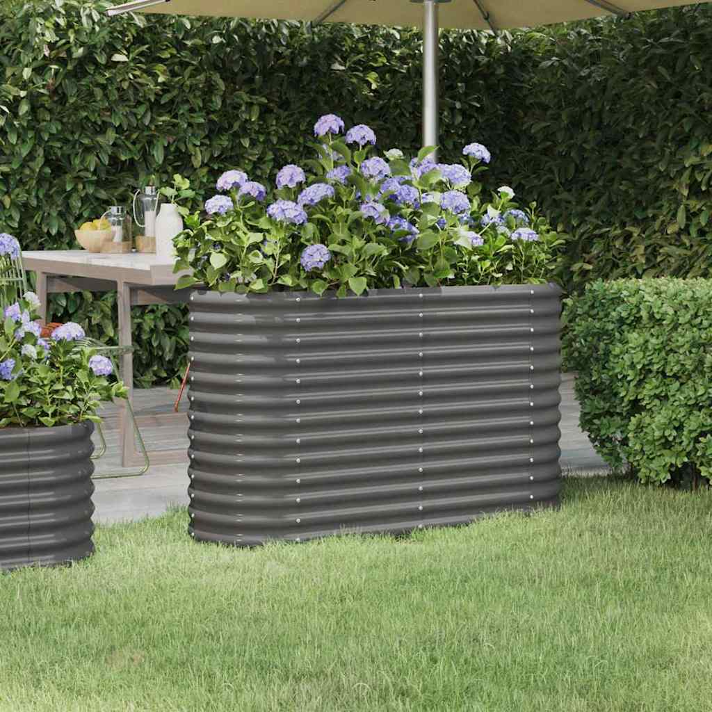 vidaXL Garden Raised Bed | Grey | Powder-coated steel | Large | Durable 1