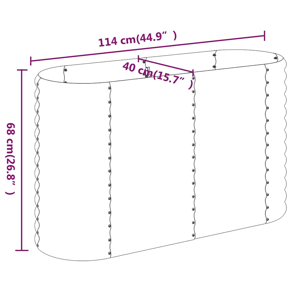 vidaXL Garden Raised Bed | Brown | Powder-coated steel | Large 6