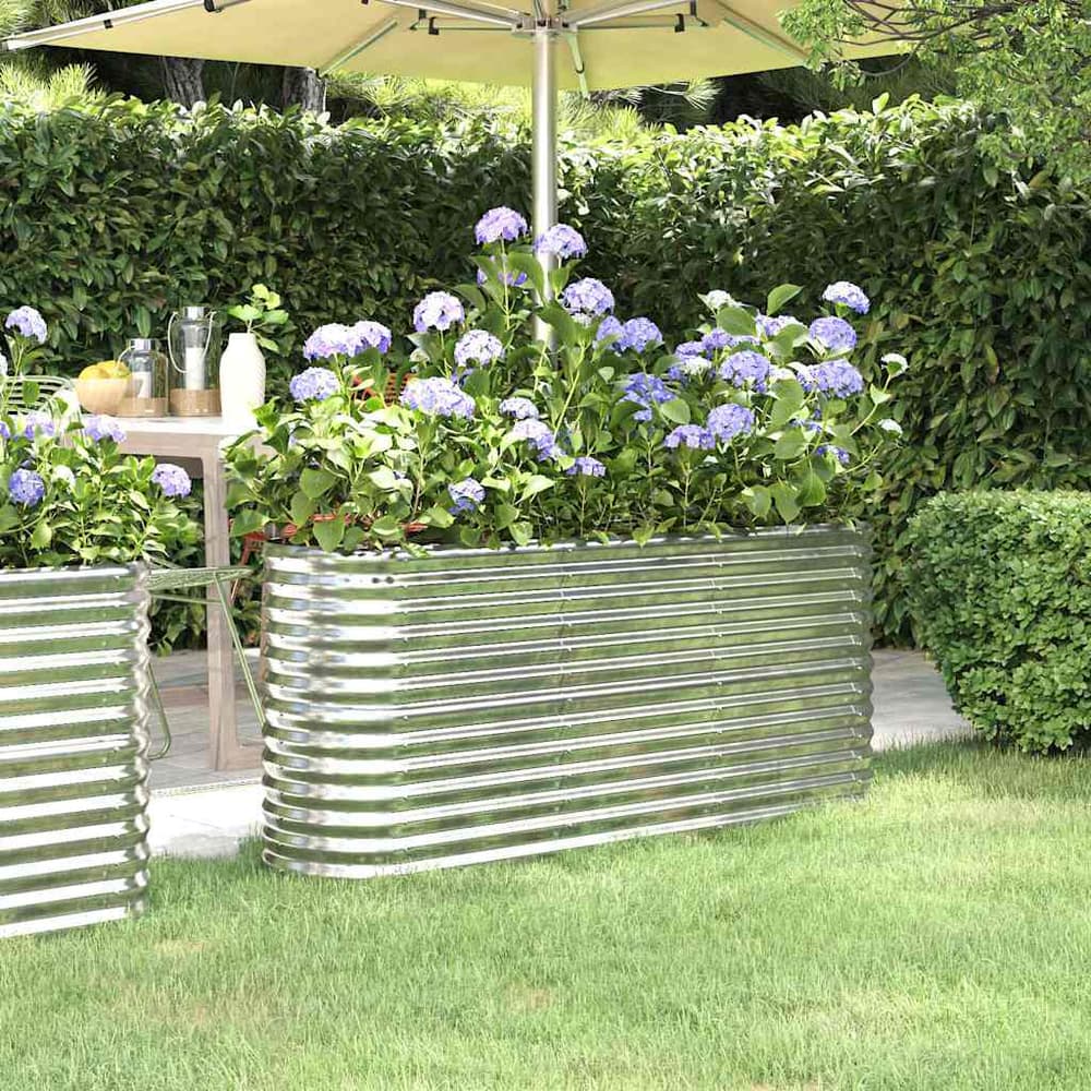 Garden Raised Bed Galvanised Steel Height 68 cm Silver 152 cm