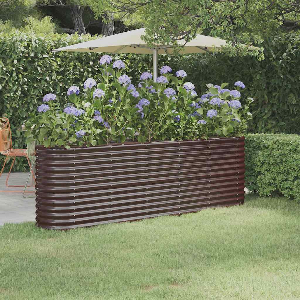 vidaXL Garden Raised Bed Galvanised Steel 224x40x68 cm Brown 1