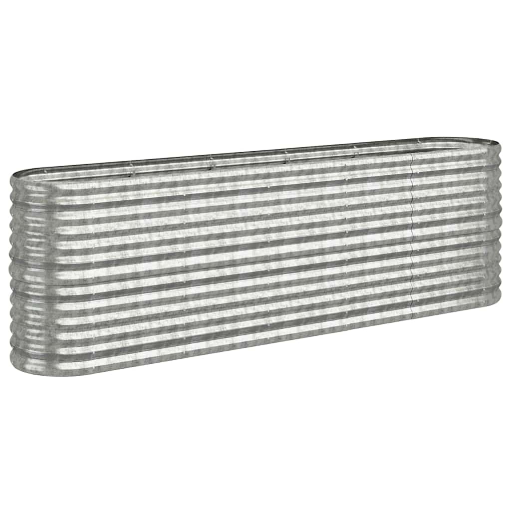vidaXL Garden Raised Bed | Silver | Powder-coated steel | Large | Durable 2